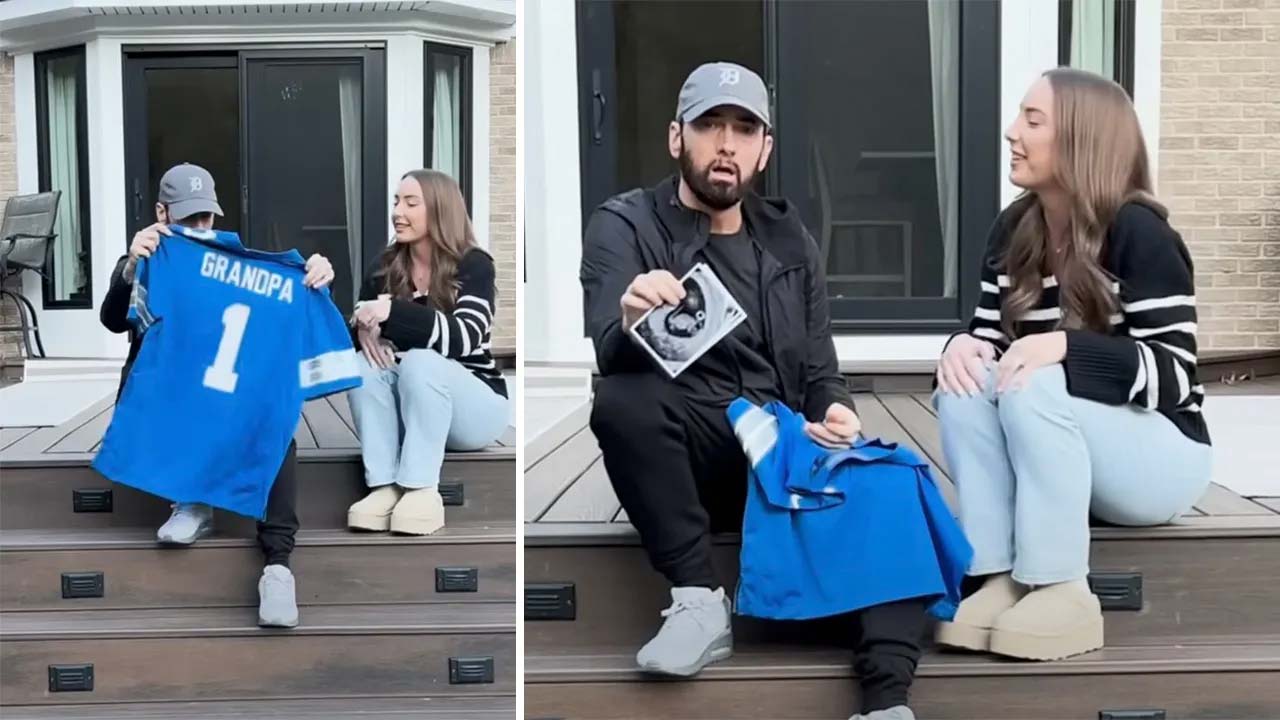 Eminem Surprised with Grandpa Lions Jersey as Daughter Hailie Announces Her Pregnancy