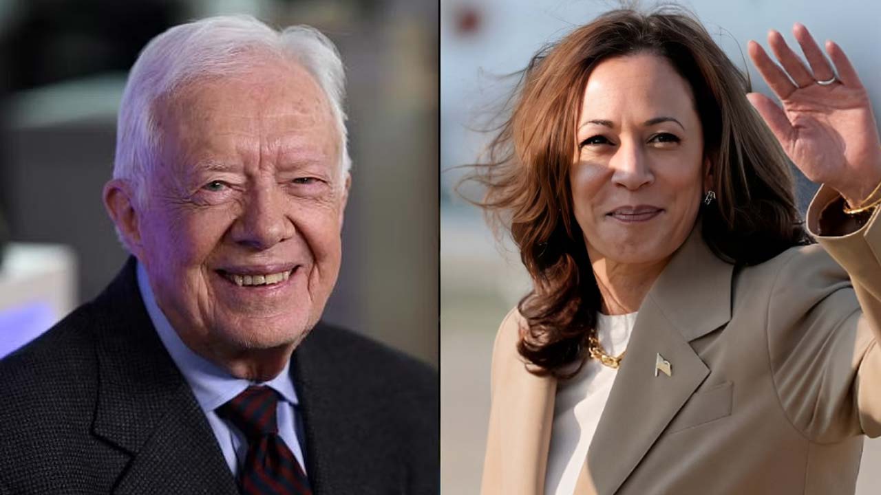 100-Year-Old Jimmy Carter Queues to Vote for Kamala Harris, Images Go Viral