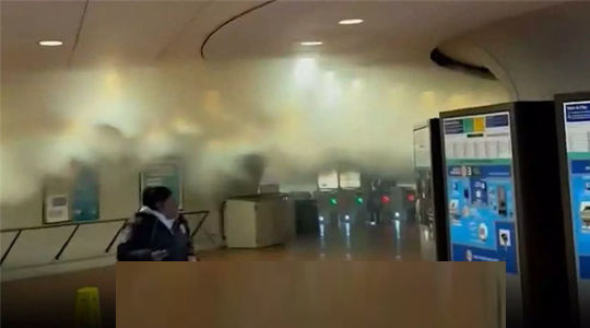 Smoke spread in the metro station in Washington DC