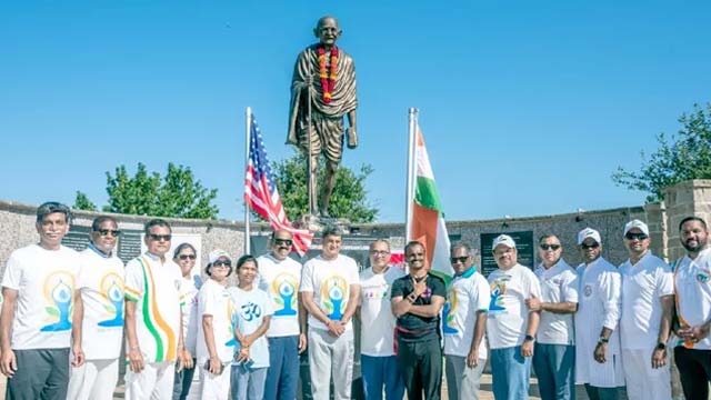 10th International Yoga Day Celebrated At Mahatma Gandhi Memorial In US