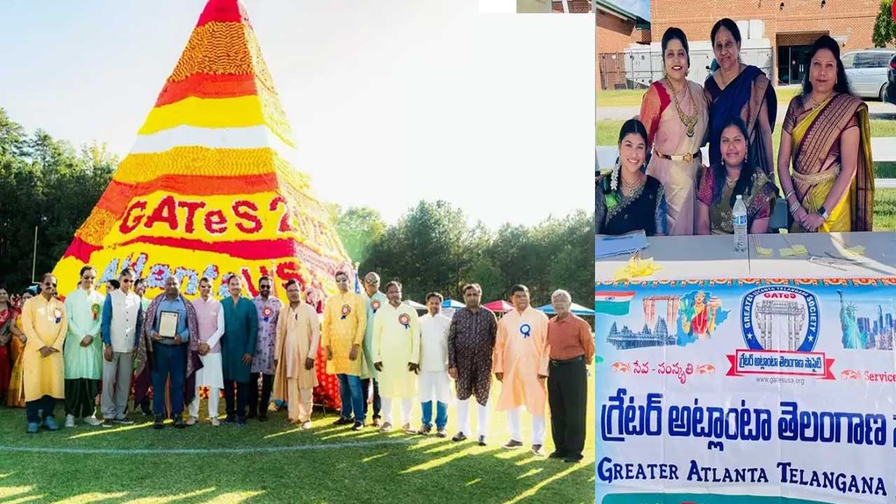 Atlanta Telugus Build Record 43-Foot Bathukamma in 20th Celebration