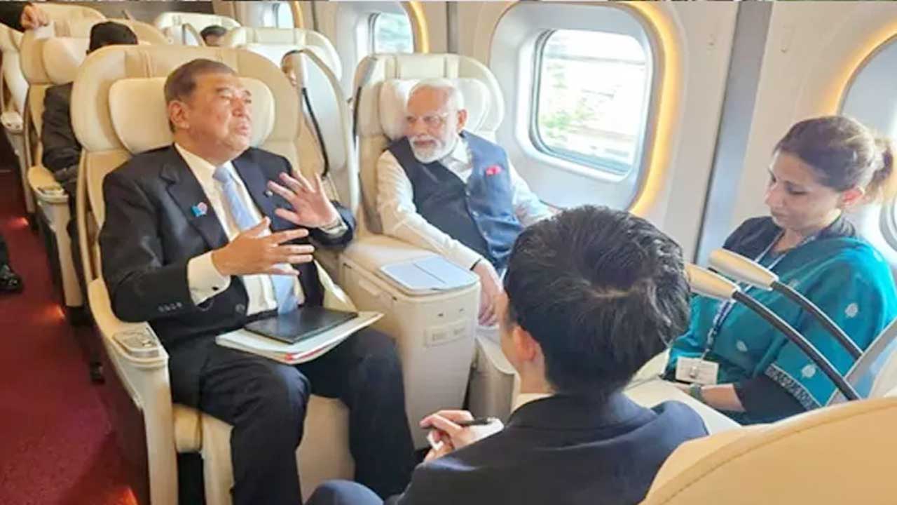 PM Modi Rides Japan Bullet Train, Meets Indian Trainees