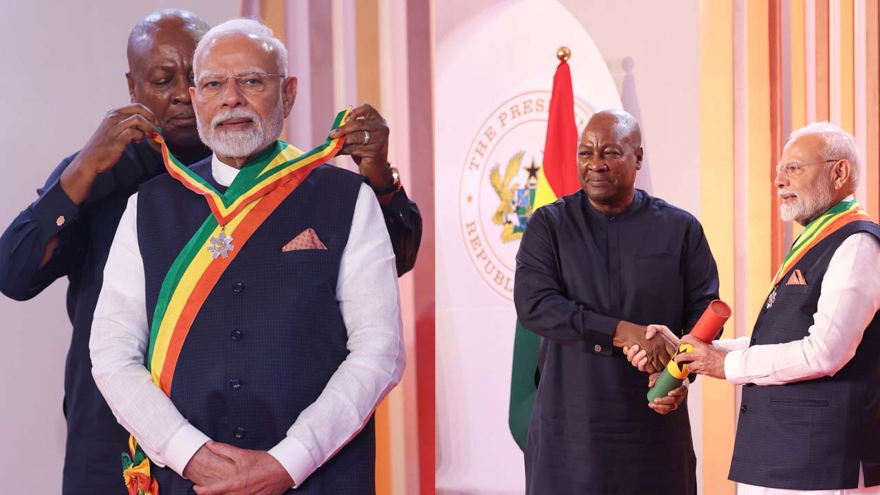 PM Modi Receives Ghanas Highest Civilian Honour During Historic Visit