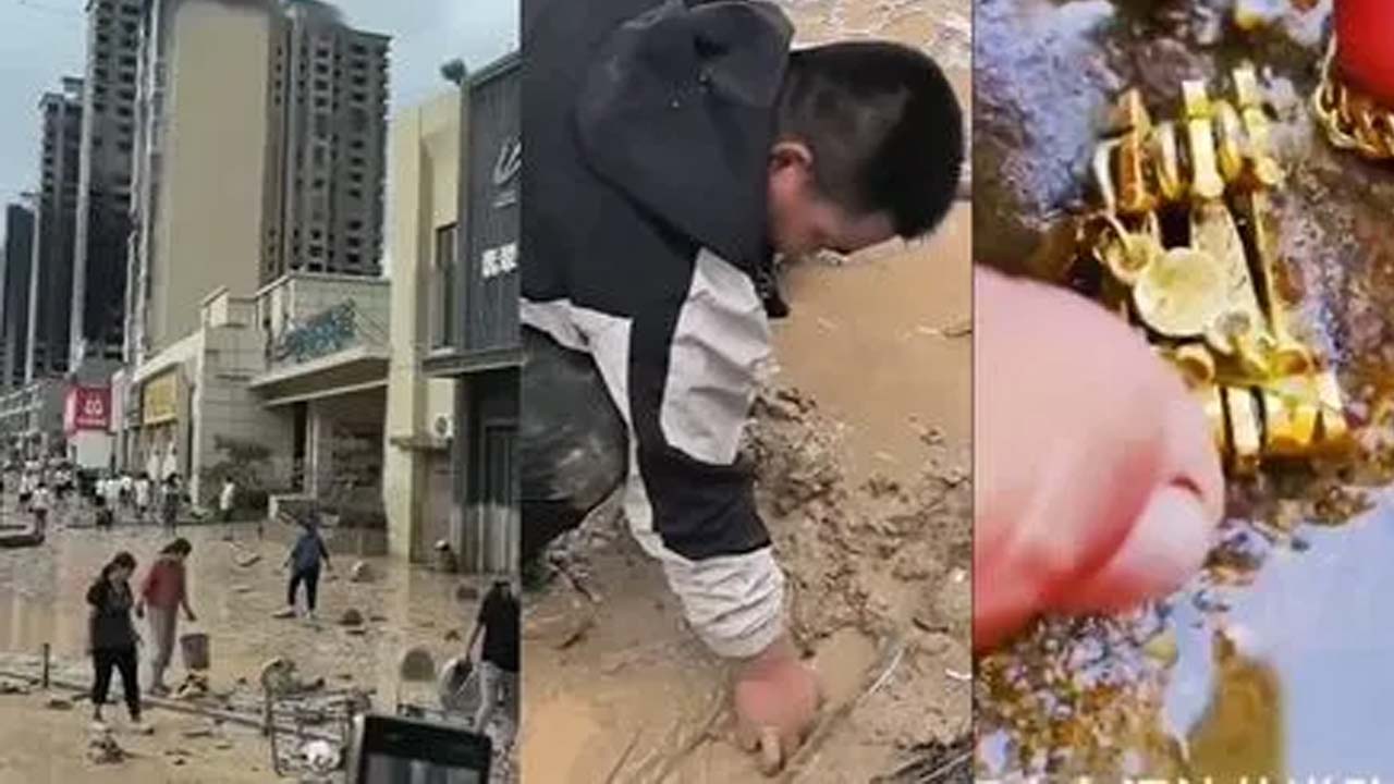 12 Crore Gold Swept Away In China Floods Shocking Video Viral