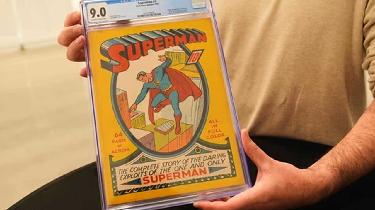 Rare Superman comic sells for 9.12M USD after being found in attic, sets new record.