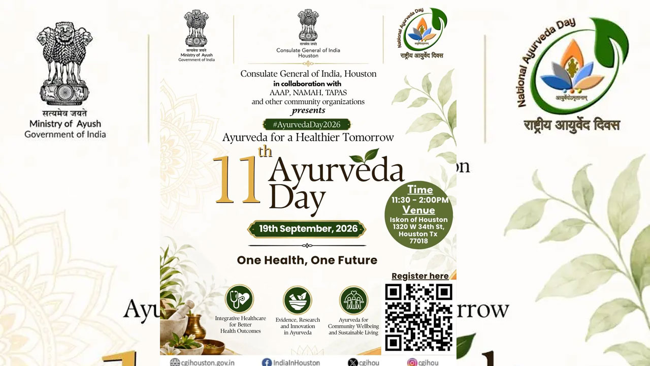 Houston Indian Consulate to Host 11th Ayurveda Day Event on September 19, 2026