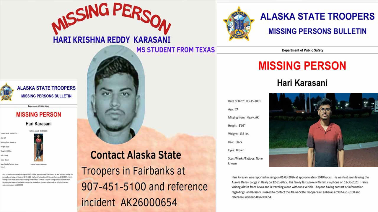 Telugu Student Missing in Alaska Amid Minus 40 Degree Cold, Police Investigation On